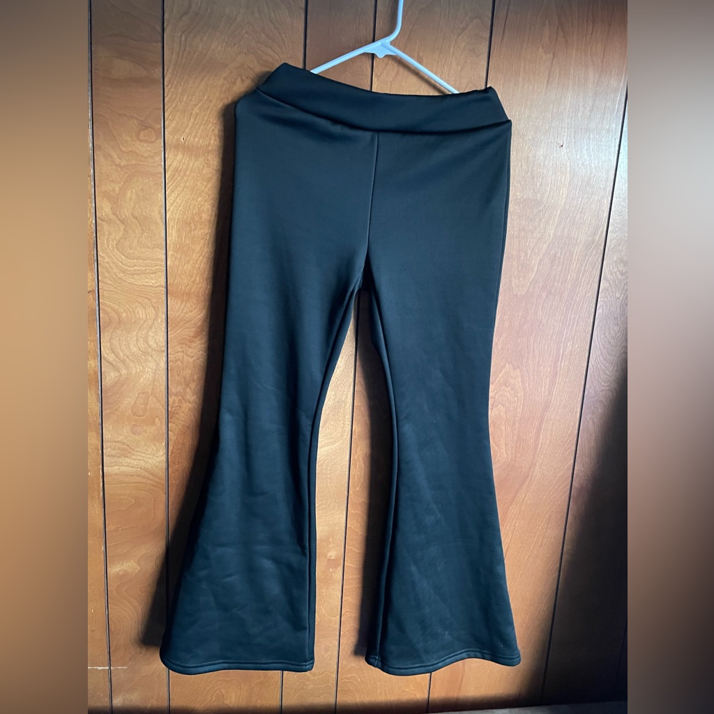 Nwot Fleece Black High Waist Flare Pants Leggings Small